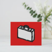 Officeブリーフケースまたは旅行スーツケース。スケッチ.レッド ポストカード (スタンド正面)