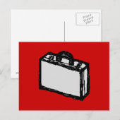 Officeブリーフケースまたは旅行スーツケース。スケッチ.レッド ポストカード (正面/裏面)