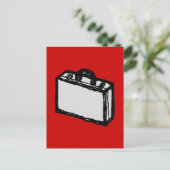 Officeブリーフケースまたは旅行スーツケース。赤のスケッチ ポストカード (スタンド正面)