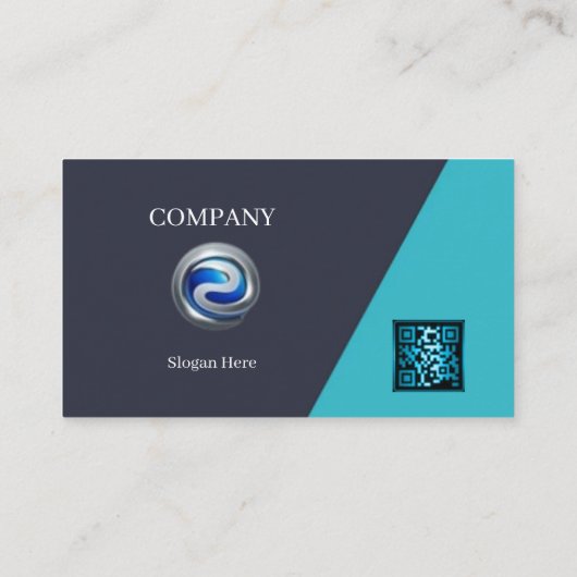 Officeモダンターコイズ4選択ロゴQRコード 名刺 (裏面)