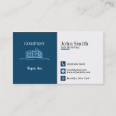 OfficeロゴモダンネイビーSEOマーケティングQRコード 名刺 (正面)