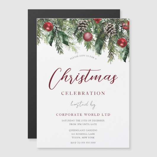 Office企業のパーティーお祝い マグネット招待状 (正面/裏面)