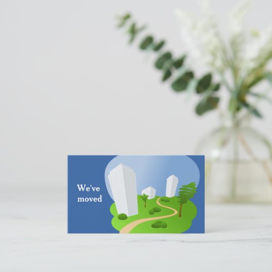 Office建物の新しいアドレスの移動のお知らせ 名刺 (スタンド正面)