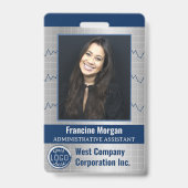 Office従業員カスタムフォトバーコード会社のロゴ バッジ (正面)