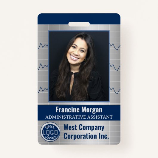 Office従業員カスタムフォトバーコード会社のロゴ バッジ (正面)