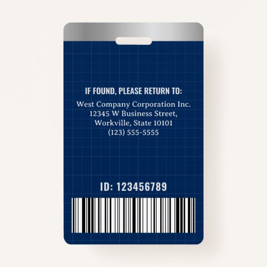 Office従業員カスタムフォトバーコード会社のロゴ バッジ (裏面)