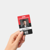 Office従業員写真バッジ – 黒/赤 バッジ (手持ち)