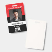 Office従業員写真バッジ – 黒/赤 バッジ (表裏)