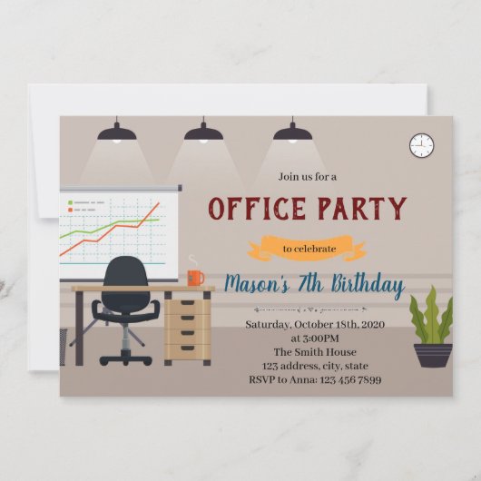 Office誕生日テーマ招待状 招待状 (正面)