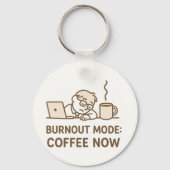 Office おもしろい Keychain - 「バーンアウトモード:今すぐコーヒー」 キーホルダー (裏面)