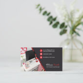 Office ガーリー Red Black Classy SEO QRコード 名刺 (スタンド正面)