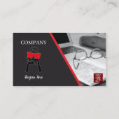 Office ガーリー Red Black Classy SEO QRコード 名刺 (裏面)