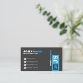 Office モダン Businessトレンディーのロゴブラックブルー 名刺 (スタンド正面)