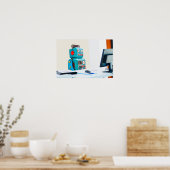 Office Bot懸命の仕事中 ポスター (キッチン)