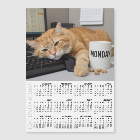 Office Cat Fridge Calendar 2026, Monday Motivation (正面)