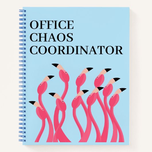 Office Chaos Coordinator Funny Flamingos ノートブック (正面)
