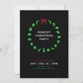 Office Christmas Party | Festive Food Icon Wreath 招待状 (正面)