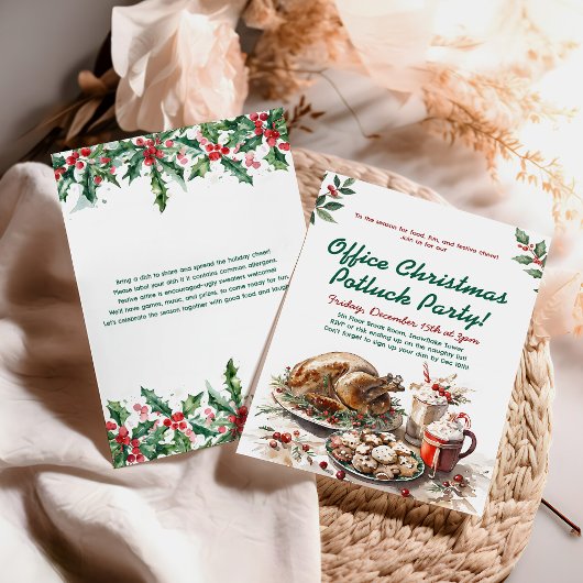 Office Christmas Potluck Holiday Party 招待状