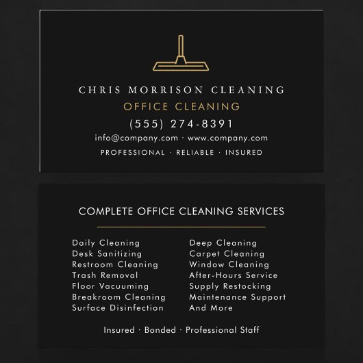 Office Cleaning Professional Black Gold 名刺