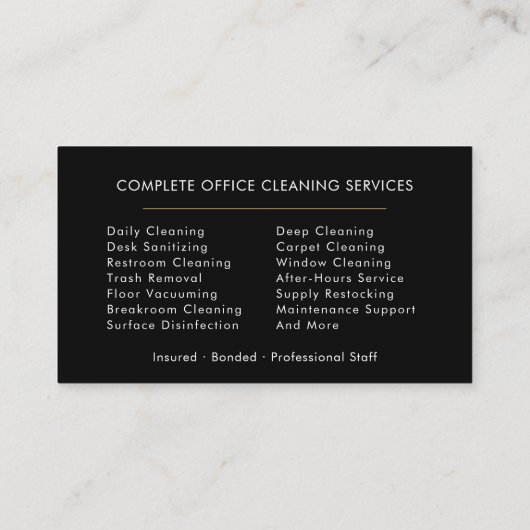 Office Cleaning Professional Black Gold 名刺 (裏面)