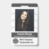 Office Company Employeeフォトカスタムバーコードロゴ バッジ (正面)