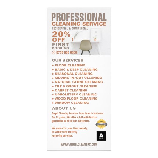 Office Desk, Cleaning Service Price Listラックカード ラックカード (正面)