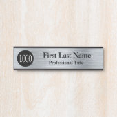 Office Doorシンボルや象徴シルバーカラーロゴ記号 サインプレート (正面)