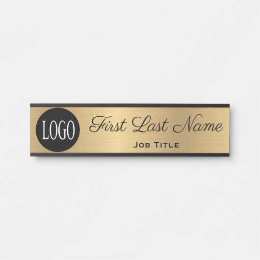 Office Door Sign金ゴールドロゴのドアシンボルや象徴 サインプレート (正面)