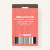 Office Employee カスタム Photo Companyロゴバーコード バッジ (裏面)