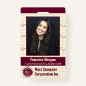 Office Employee Companyフォトカスタムバーコードロゴ バッジ (正面)