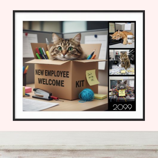Office Fun Cats Photo Poster, 2026 / Business Cat ポスター