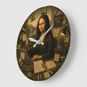 Office Funny Mona Lisa Desk Decor Gift ラージ壁時計 (傾斜)