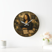 Office Funny Mona Lisa Desk Decor Gift ラージ壁時計 (ホーム)