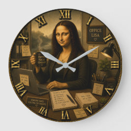 Office Funny Mona Lisa Desk Decor Gift ラージ壁時計