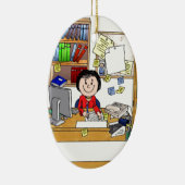 Office - Messy, Female – 漫画のペソニゼーション・ギフト セラミックオーナメント (右)