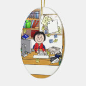 Office - Messy, Female – 漫画のペソニゼーション・ギフト セラミックオーナメント (左)