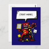 Office Rage Bear - Customizable Text ポストカード (正面/裏面)
