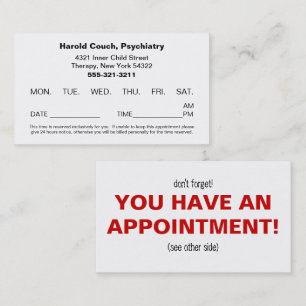 Office Scheduled Appointment Reminder博士の 予約カード