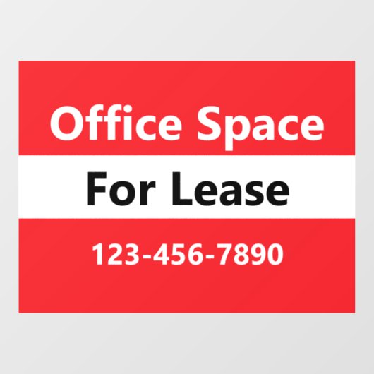 Office Space For Lease Bright Red Black and White ウィンドウサイン (シート)