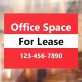 Office Space For Lease Bright Red Black and White ウィンドウサイン (シート2)
