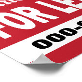 Office Space for Lease on red with phone number ポスター (角)
