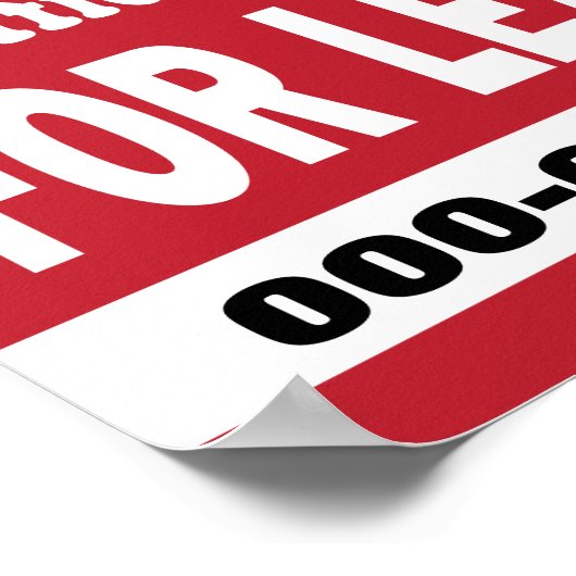 Office Space for Lease on red with phone number ポスター (角)