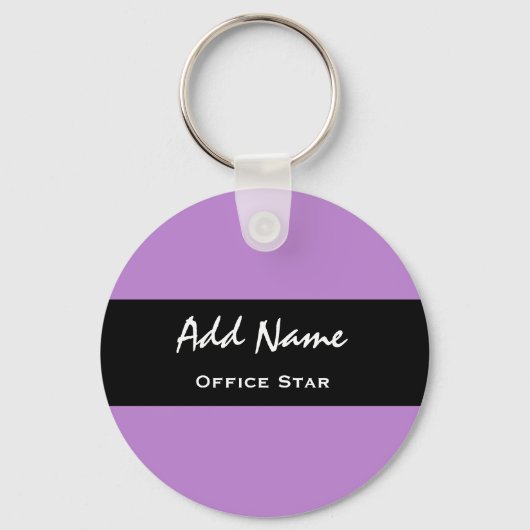Office Star Purple背景名前をカスタムするV01 キーホルダー (正面)
