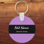 Office Star Purple背景名前をカスタムするV01 キーホルダー (正面)