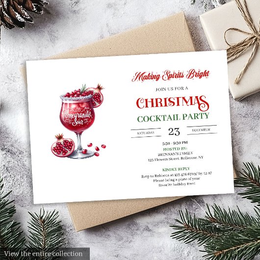 Office style printable festive cocktails party  招待状