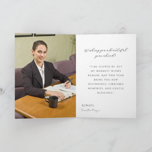 Office Theme Belated Birthday Card カード (内部)