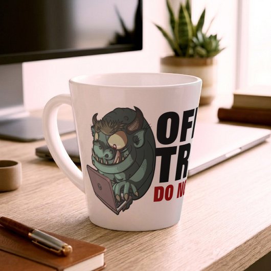 Office Troll Do Not Feed! インターネット荒らしのキャラクター カフェラテマグ