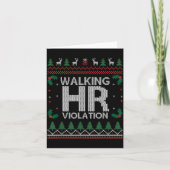 Office Ugly Christmas Funny Walking Hr Violation W カード (正面)