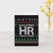 Office Ugly Christmas Funny Walking Hr Violation W カード (黄色い花)