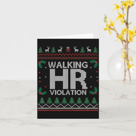 Office Ugly Christmas Funny Walking Hr Violation W カード (黄色い花)